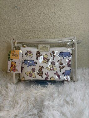 Disney Winnie the Pooh Primark Travel Makeup Bag 2 Piece Clear Set NWT